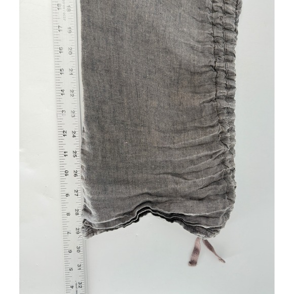Toad&Co 100% Linen Drawstring‎ Hem Cropped Elastic Waist Taupe Pants Sz SmSize S - Picture 9 of 11